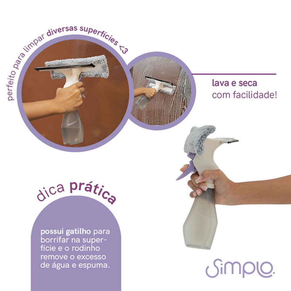 Limpa Vidros 3 Em 1 Com Rodo, Spray E Reservatório - Simplo - Imagem 4