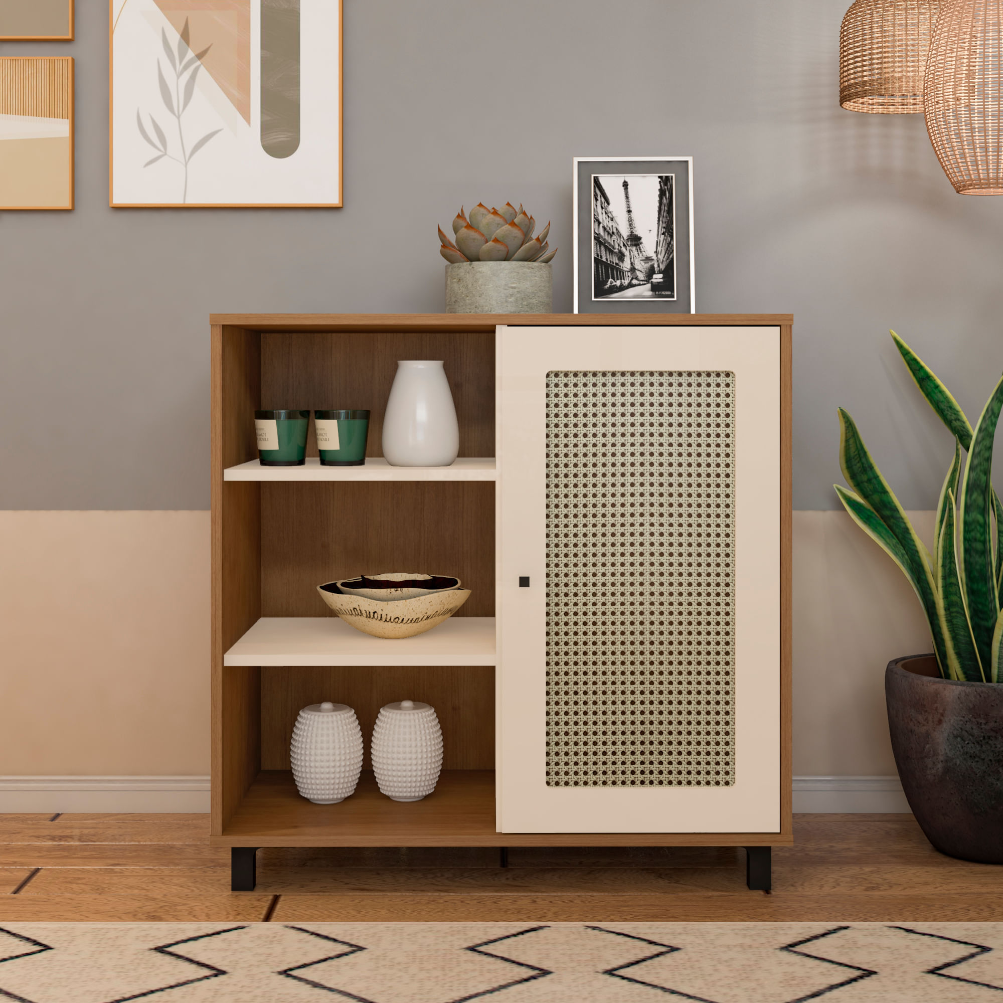Buffet Charlotte com 1 Porta Cinamomo e Off White - Imagem 9