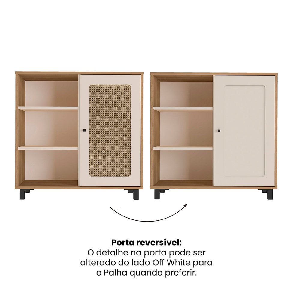 Buffet Charlotte com 1 Porta Carvalho e Off White - Imagem 7