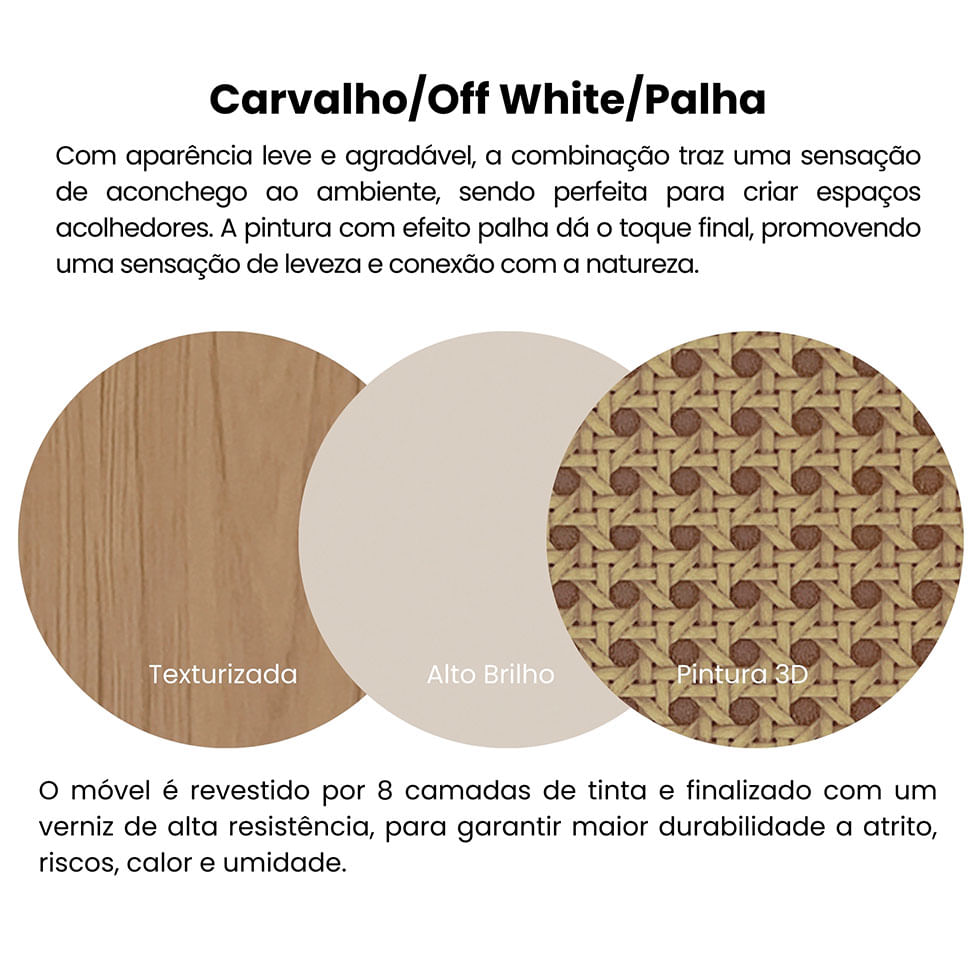 Buffet Charlotte com 1 Porta Carvalho e Off White - Imagem 9