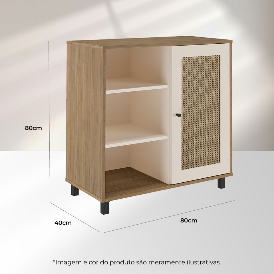 Buffet Charlotte com 1 Porta Carvalho e Off White - Imagem 11