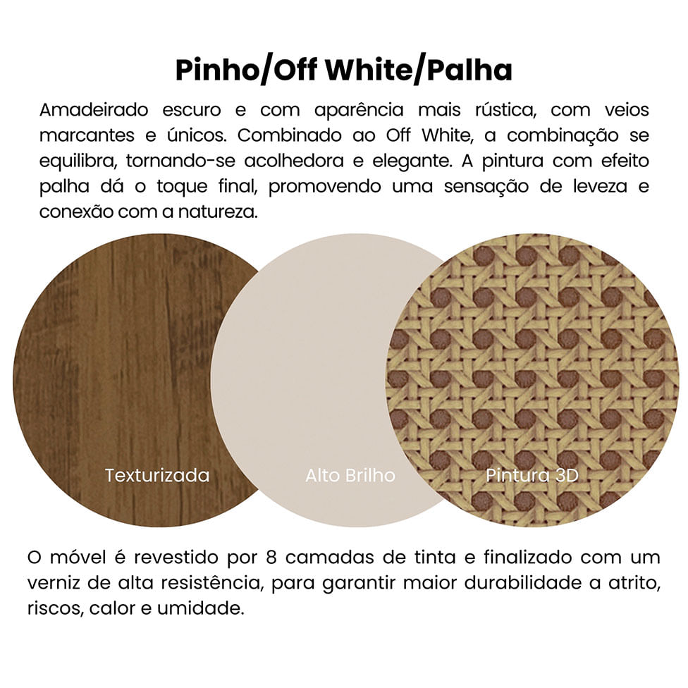 Buffet Charlotte com 1 Porta Pinho e Off White - Imagem 9