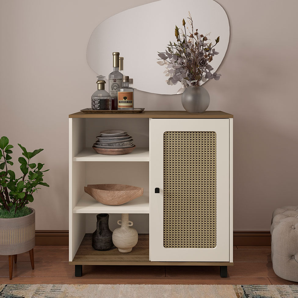 Buffet Charlotte com 1 Porta Pinho e Off White - Imagem 10