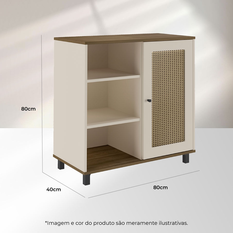 Buffet Charlotte com 1 Porta Pinho e Off White - Imagem 11