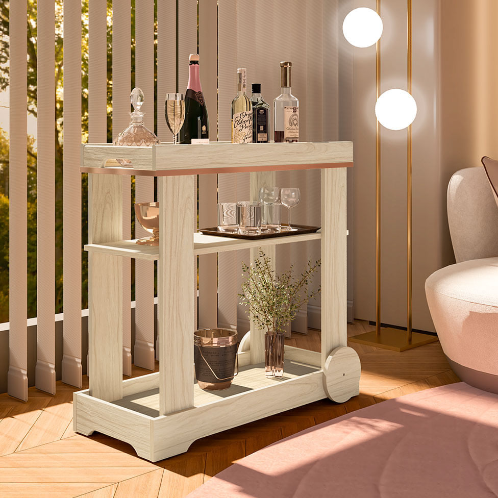 Carrinho Bar Rose Naturale - Imagem 7