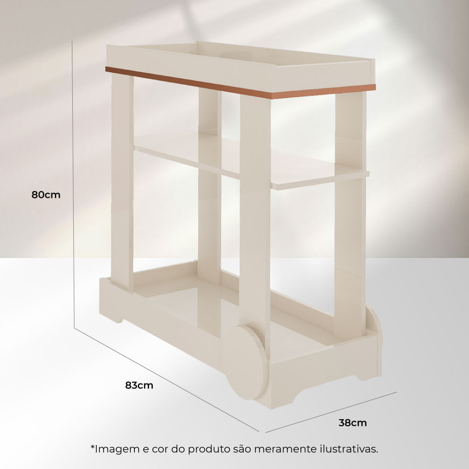 Carrinho Bar Rose Off White - Imagem 9