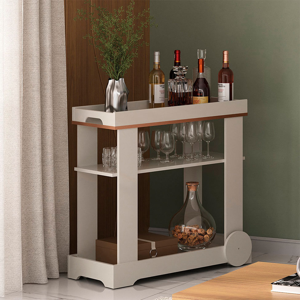 Carrinho Bar Rose Off White - Imagem 10