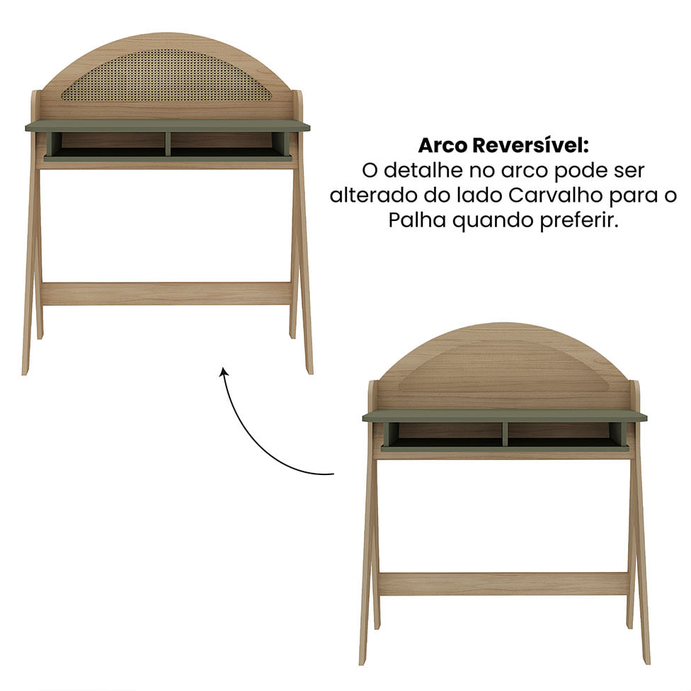 Escrivaninha Ceci Carvalho e Menta 107x90m - Imagem 8