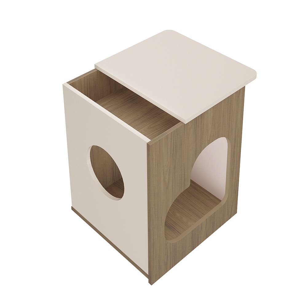 Mesa de Apoio com Espaço para Pet Carvalho e Off White - Imagem 4