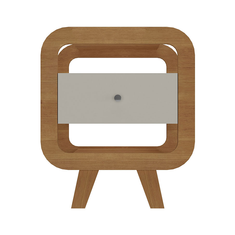 Mesa de Cabeceira e Apoio Theo com USB e 1 Gaveta Cinamomo e Off White - Imagem 4