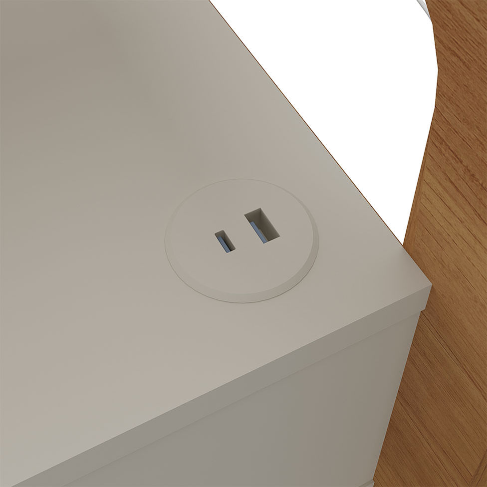 Mesa de Cabeceira e Apoio Theo com USB e 1 Gaveta Cinamomo e Off White - Imagem 7