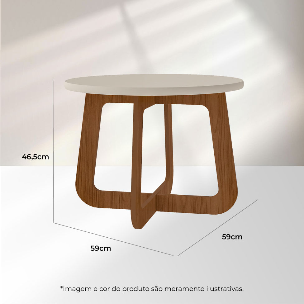 Mesa de Centro Jasmin Cedro e Off White - Imagem 5