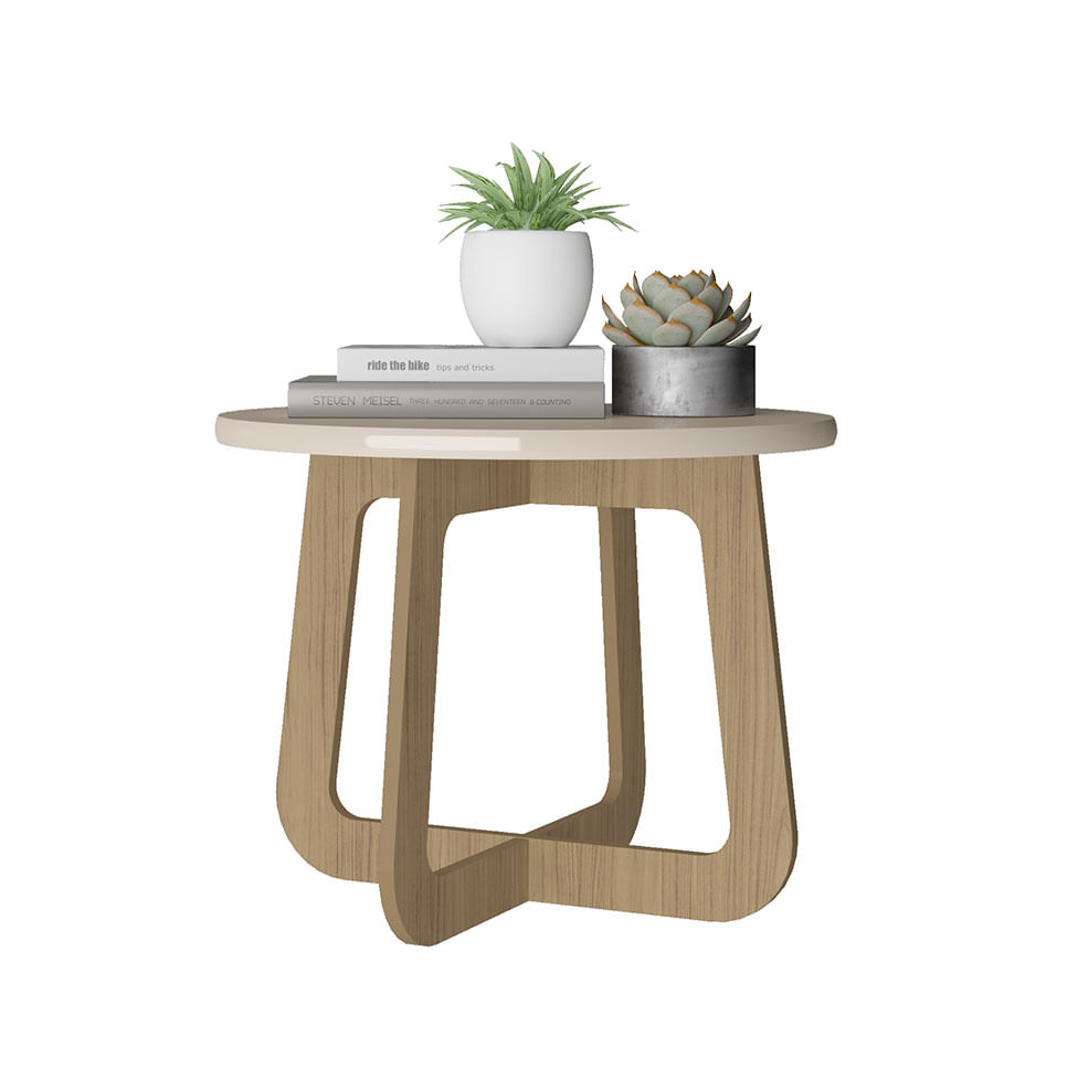 Mesa de Centro Jasmin Off White e Carvalho - Imagem 2