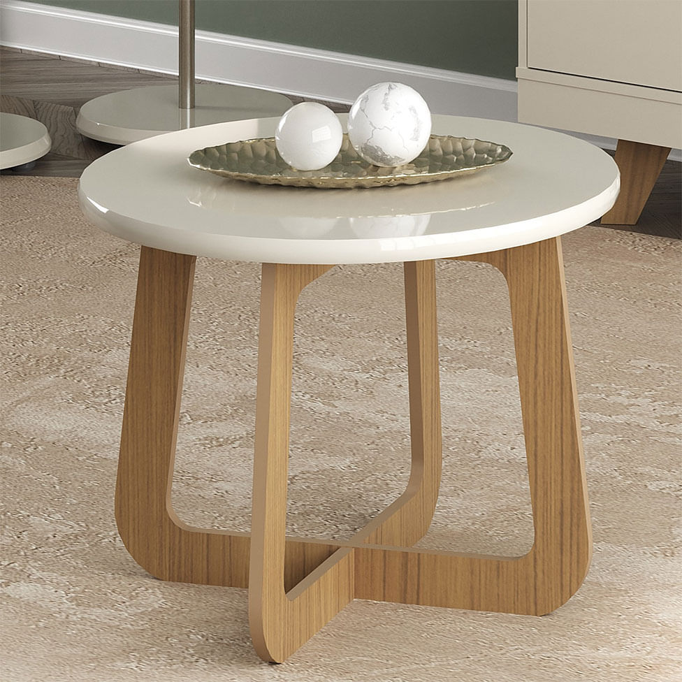 Mesa de Centro Jasmin Off White e Carvalho - Imagem 5
