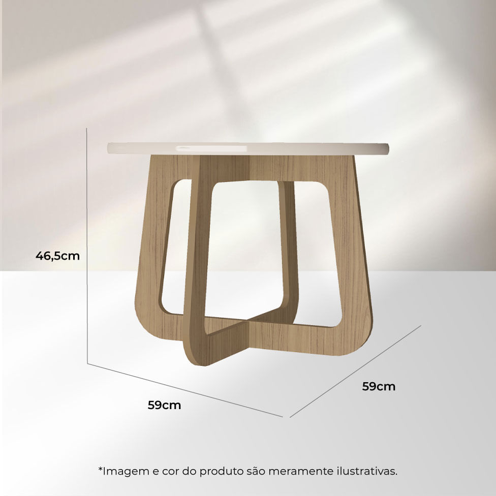 Mesa de Centro Jasmin Off White e Carvalho - Imagem 6