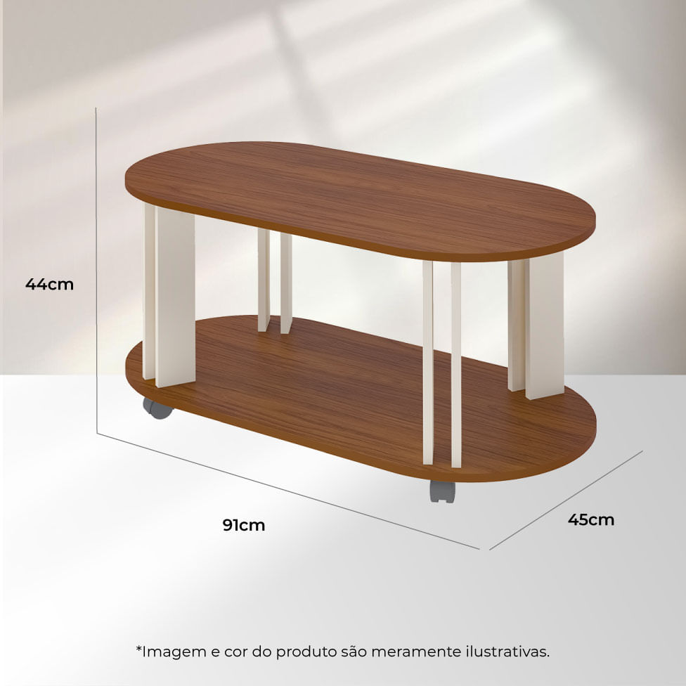 Mesa de Centro Mundi Cedro e Off White - Imagem 8