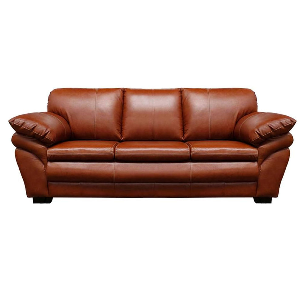 Sofá Gaudi Fixo em Couro Conhaque 2,06m