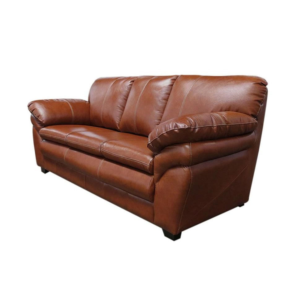 Sofá Gaudi Fixo em Couro Conhaque 2,06m - Imagem 3