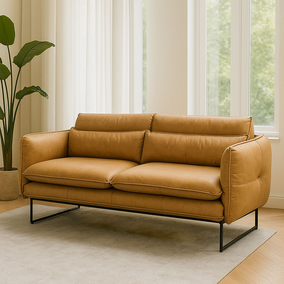 Sofá Cuiaba em Couro Crystal Brown 1,90m - Imagem 2