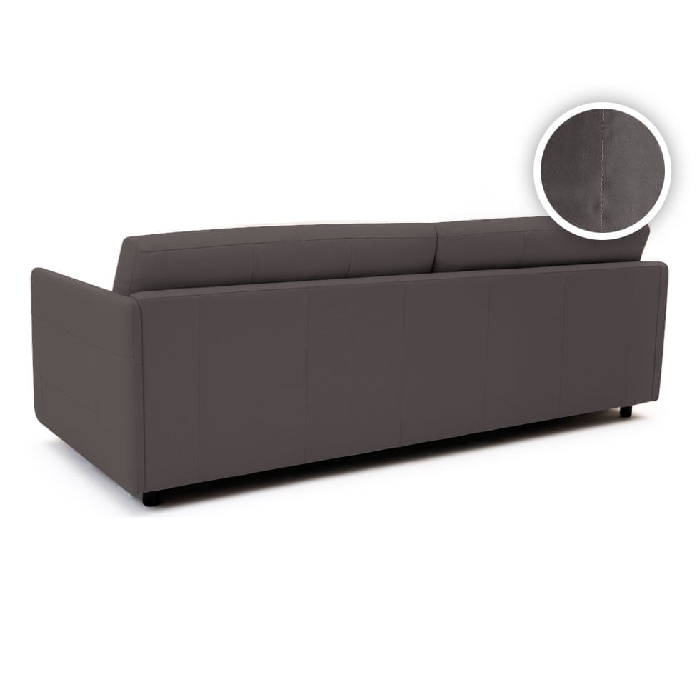 Sofá Juan Fixo em Couro Estonado Cimento 2,23m - Imagem 3