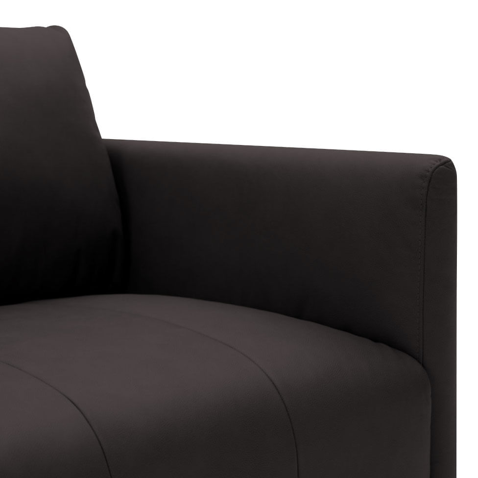 Sofá Martin Fixo em Couro Estonado Cimento 2,50m - Imagem 5