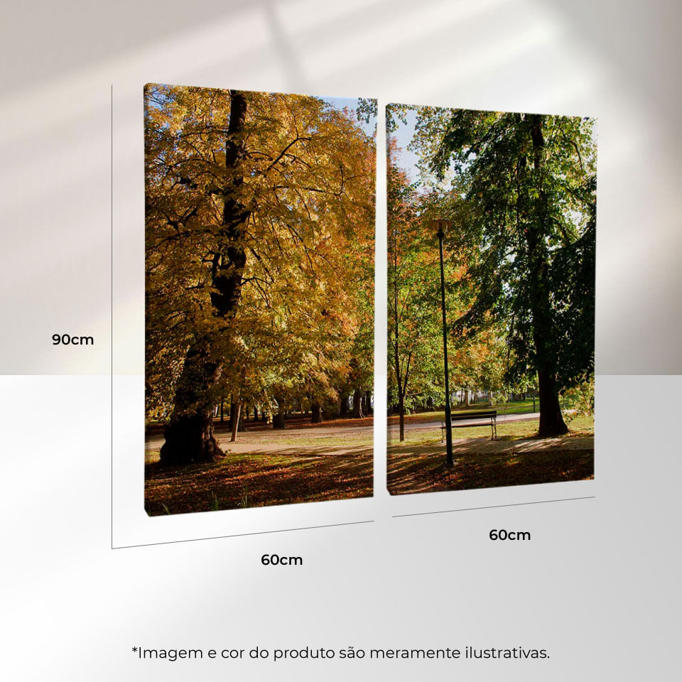 Quadro Decorativo 2 Telas Árvores I 60x90 Moldura Preta com vidro - Imagem 3