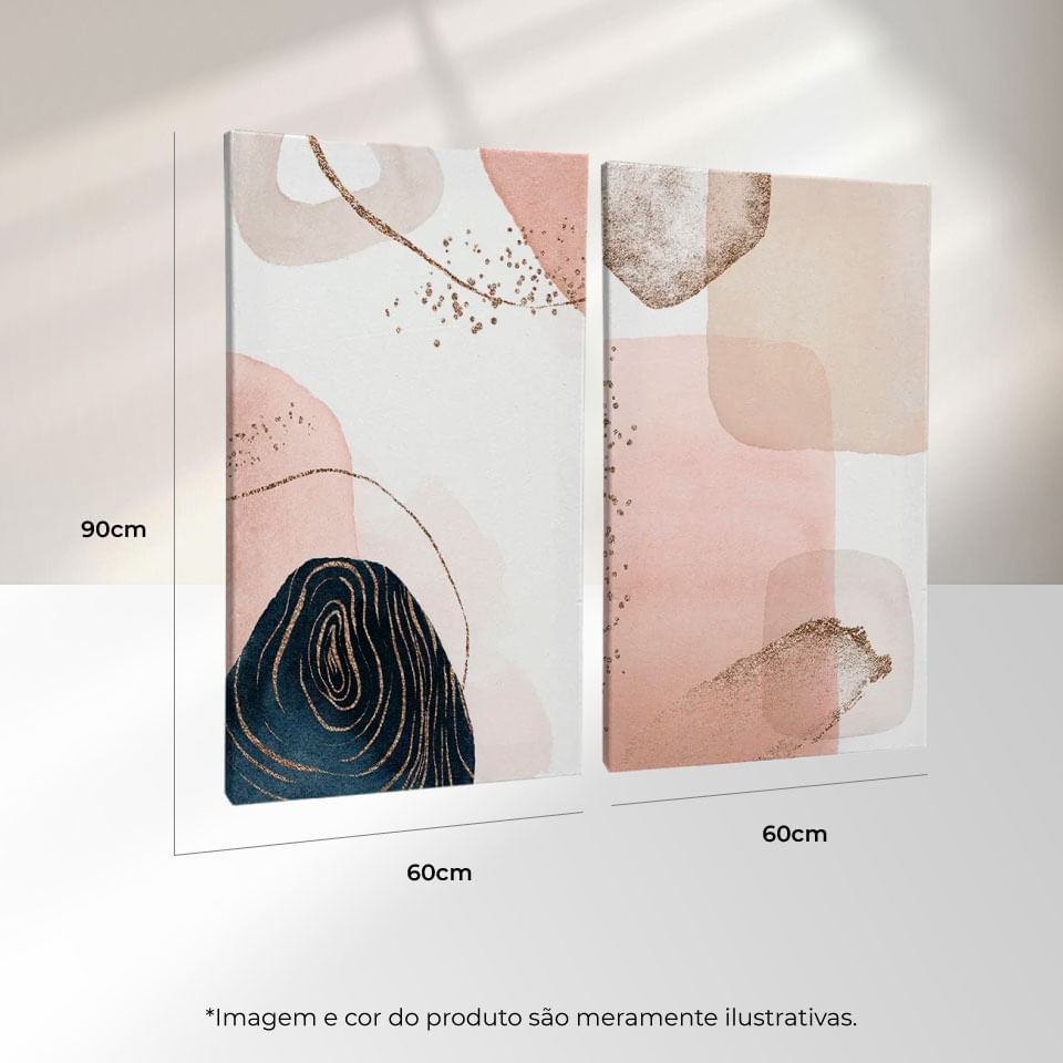 Quadro Decorativo 2 Telas Composição XIII 60x90 Moldura Preta com vidro - Imagem 3