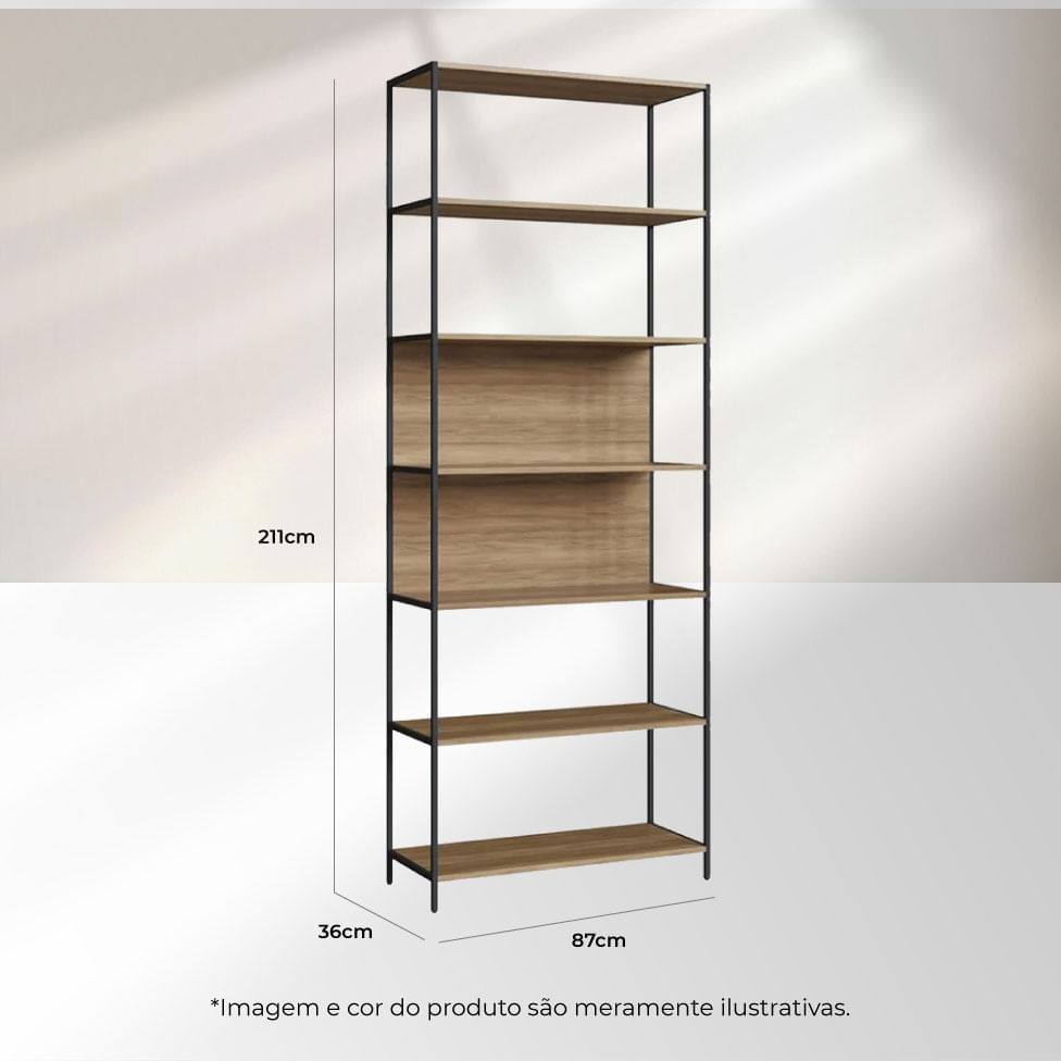 Conjunto Office com Escrivaninha para Escritório 4 Peças Nogal e Preto - Imagem 6