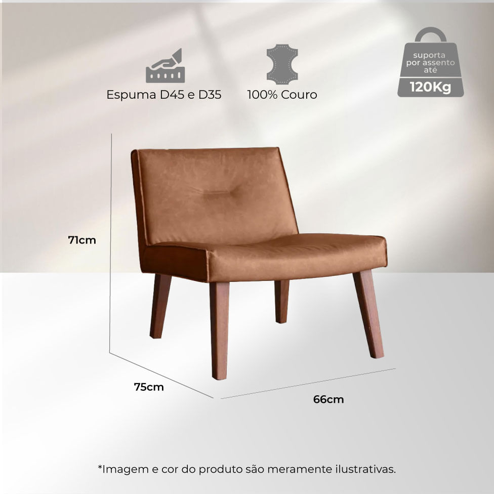 Poltrona Nag em Couro Estonado Amarula - Imagem 4