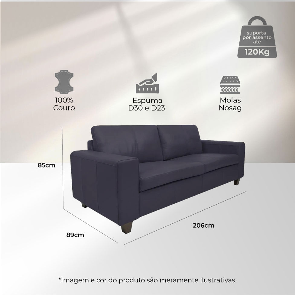 Conjunto de Sofá Royale em Couro Blue - Imagem 8