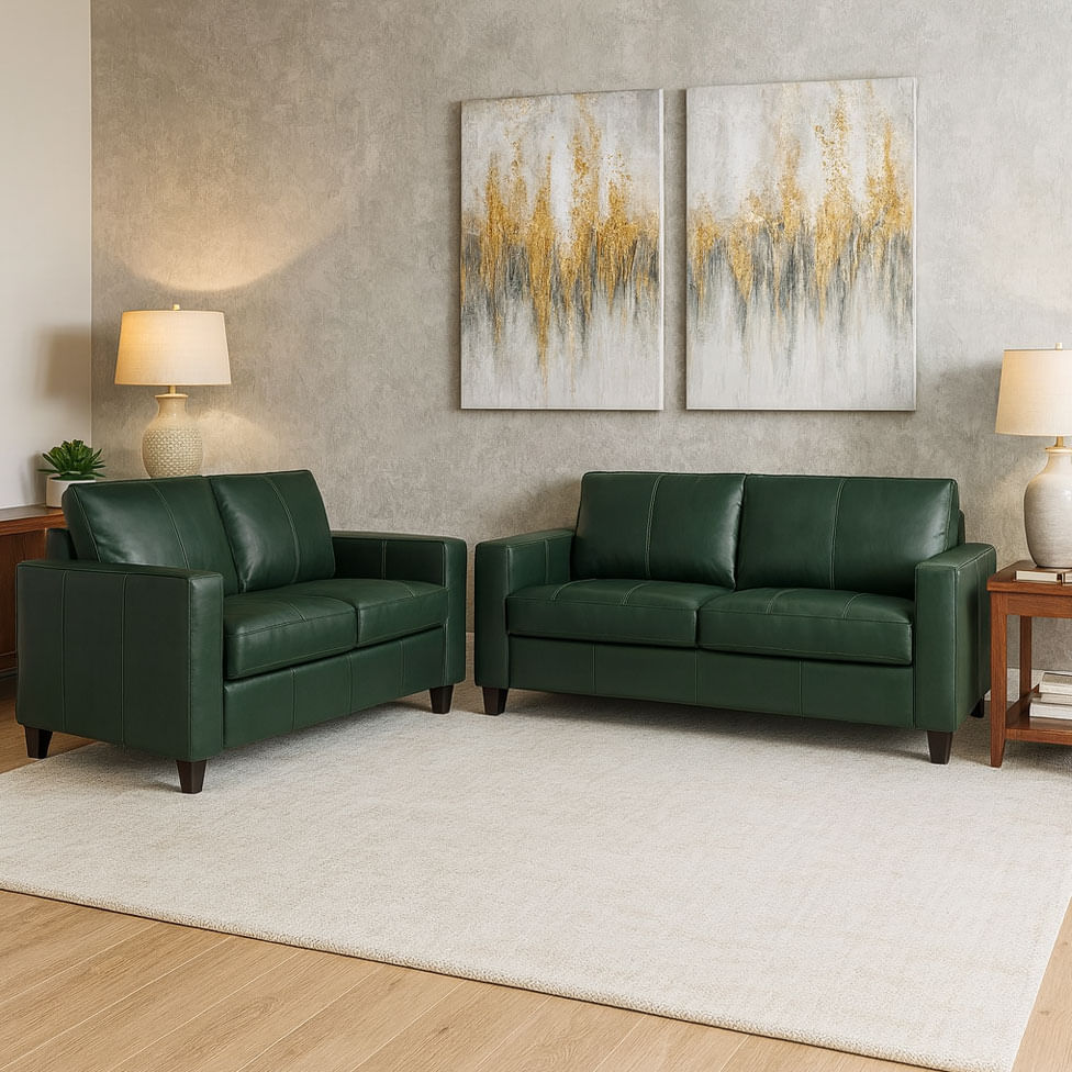 Conjunto de Sofá Royale em Couro Green - Imagem 6