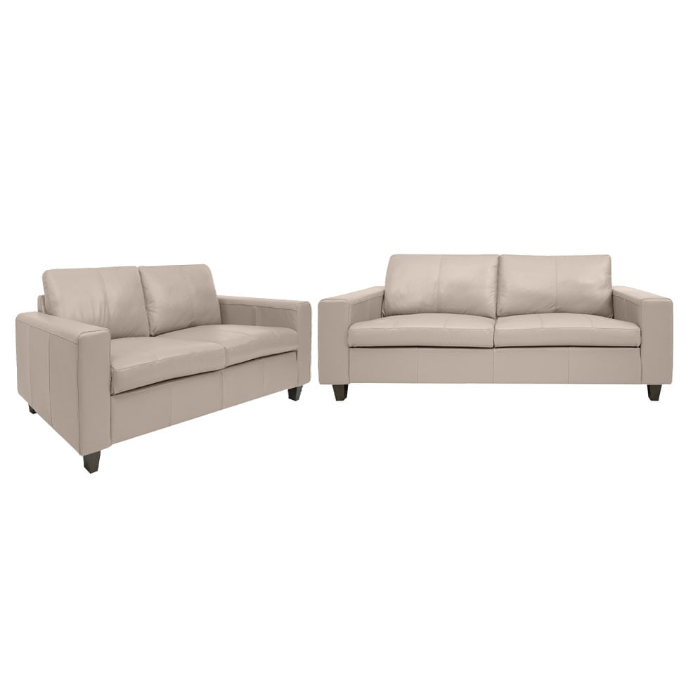 Conjunto de Sofá Royale em Couro Off White
