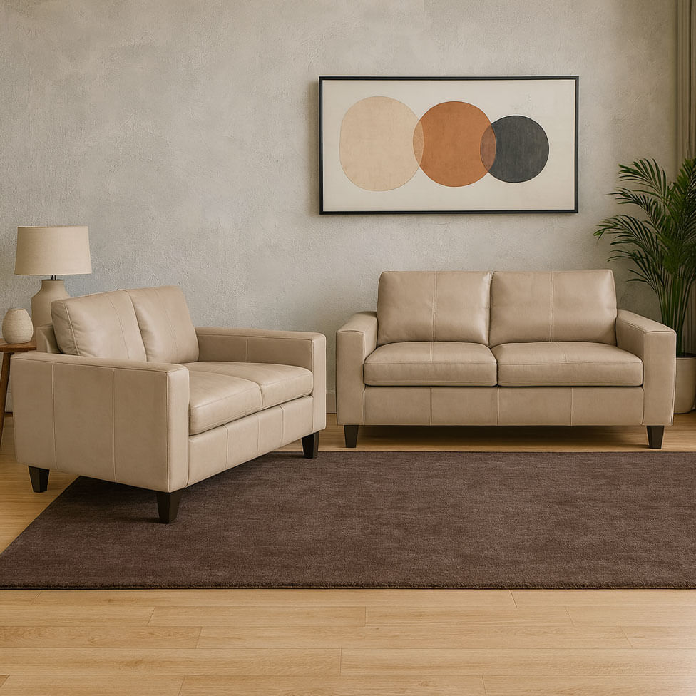 Conjunto de Sofá Royale em Couro Off White - Imagem 6