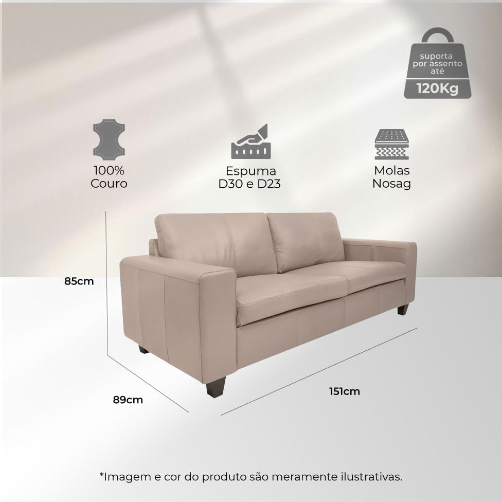 Conjunto de Sofá Royale em Couro Off White - Imagem 8