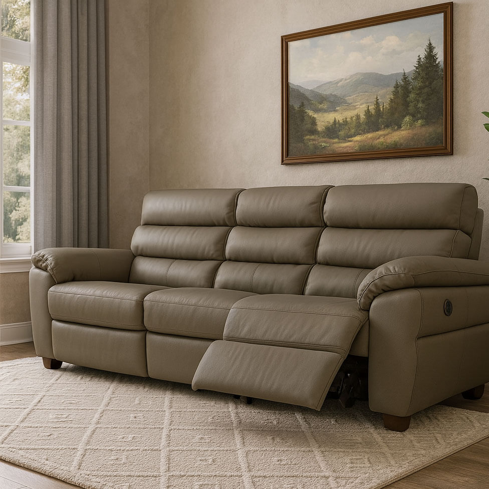 Sofá Tulsa Retrátil em Couro Cinza 3,03m - Imagem 2