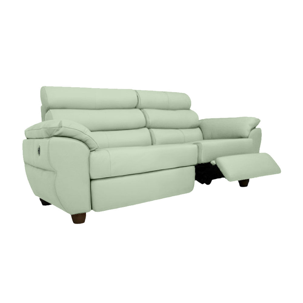 Sofá Tulsa Retrátil em Couro Azul Aqua 2,22m
