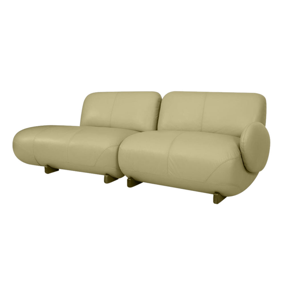 Sofá Onix com Chaise Esquerda em Couro Taupe 2,80m - Imagem 2