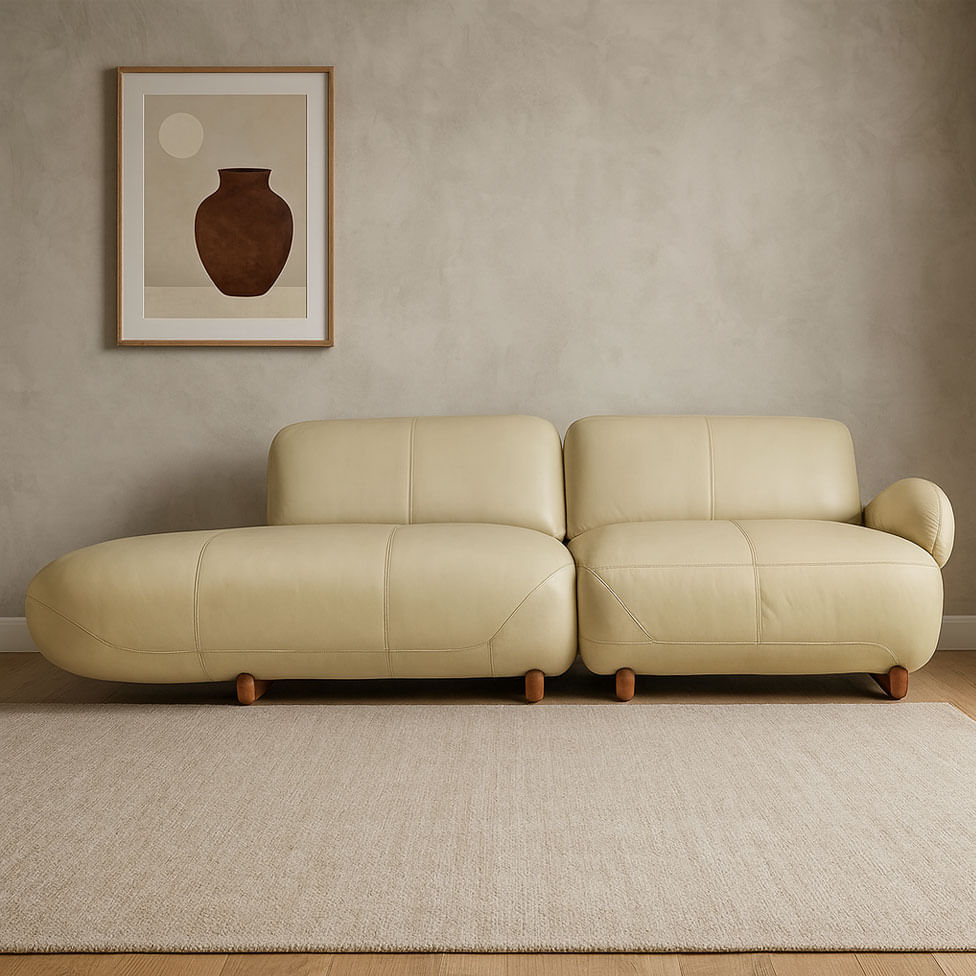 Sofá Onix com Chaise Esquerda em Couro Taupe 2,80m - Imagem 4