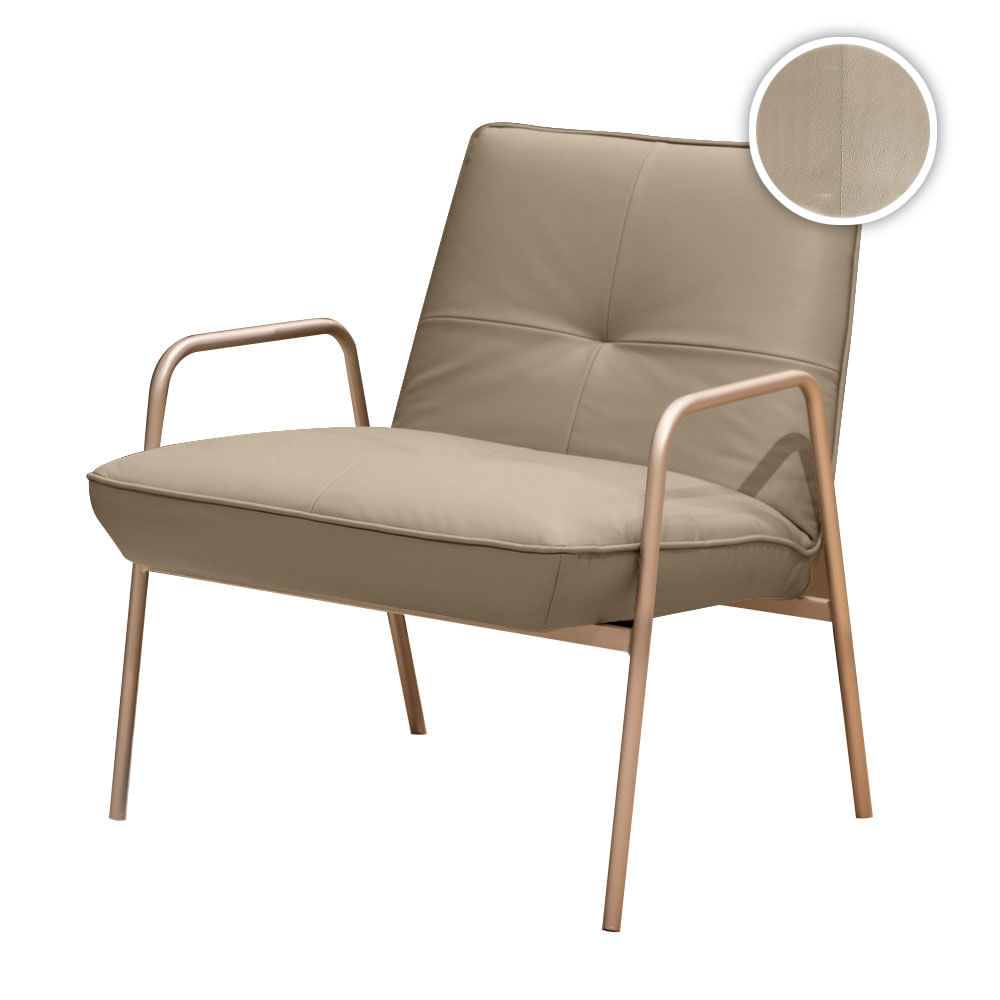 Poltrona Casa Blanca em Couro Sherwood Avelã - Imagem 2