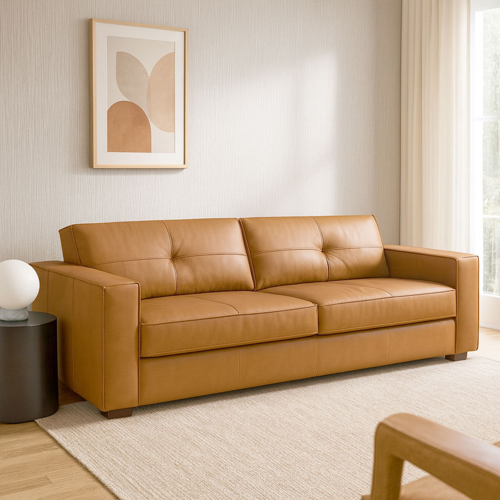 Sofá Avan em Couro Estonado Amarula 2,42m - Imagem 3