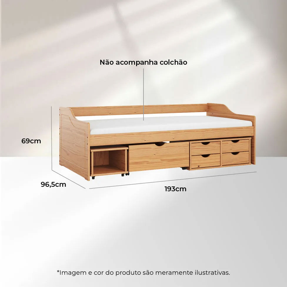 Cama Floro Multifuncional Natural 96x193cm - Imagem 4