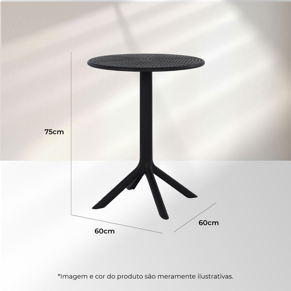 Mesa de Jantar Drops Redonda para Área Externa Preta - 60cm - Imagem 3