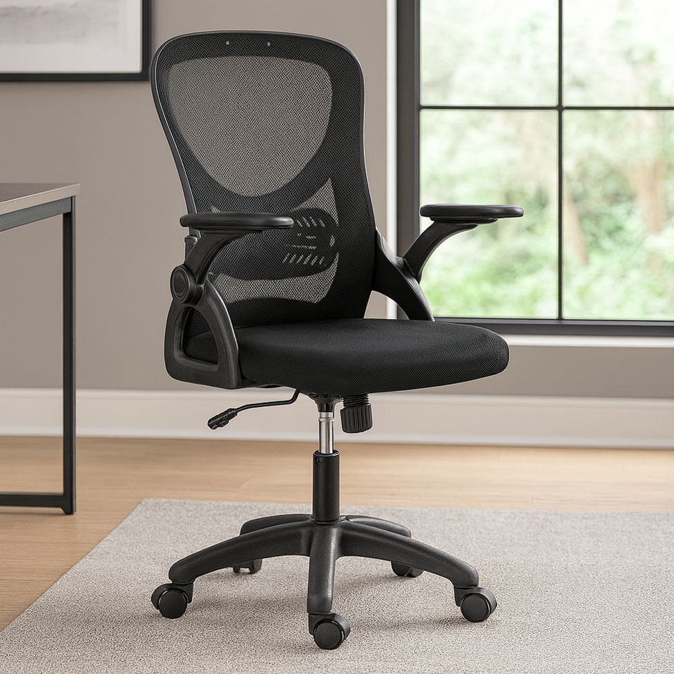 Cadeira Office Columbus com Tela Mesh Preta sem Encosto - Imagem 6