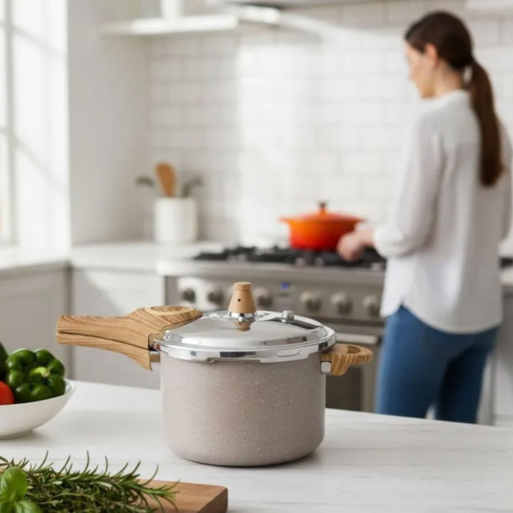 Panela de Pressão Brinox Pressure 4,2L | Fundo Indução, Cerâmica Antiaderente e 4 Dispositivos de Segurança - Imagem 5