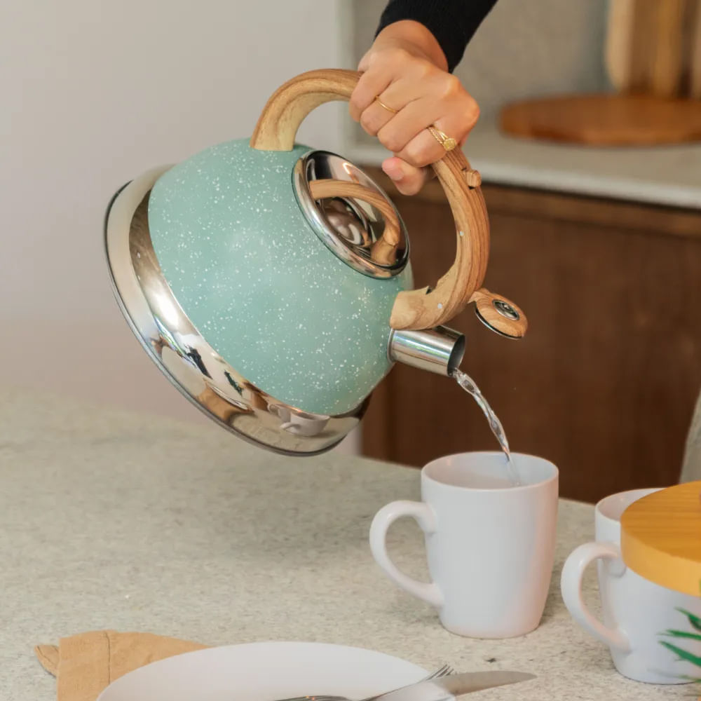 Chaleira com Apito Brinox Roma 2,7L Verde | Alça Antitérmica, Apito Indicador e Design Retrô - Imagem 2