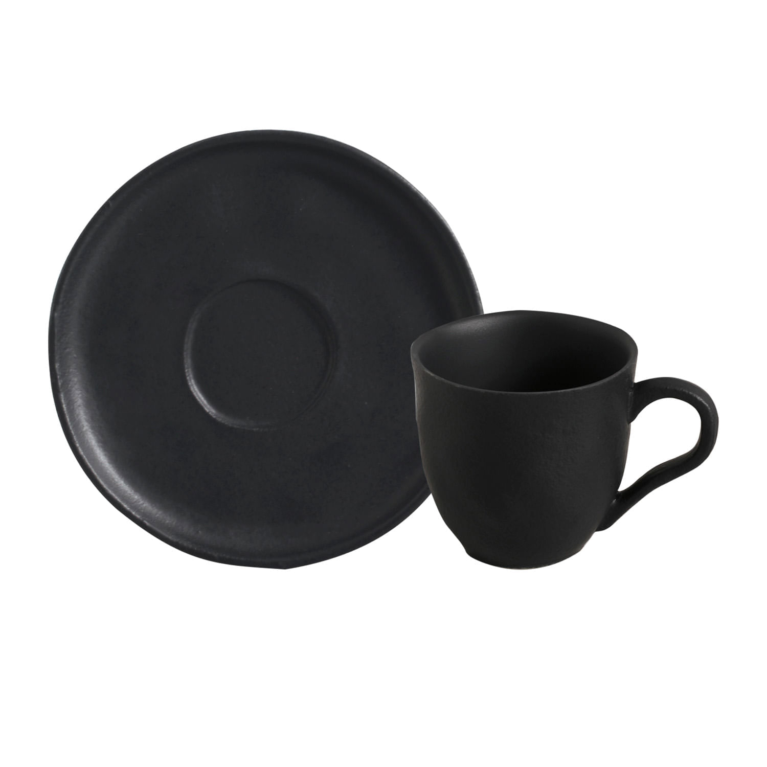 Conjunto com 6 Xícaras De Chá com 6 Pires Bio Preto Matte 170ml