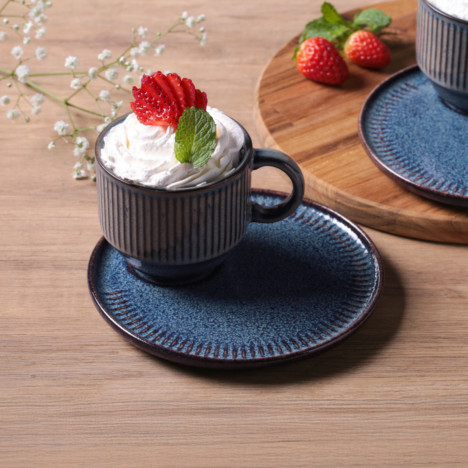 Conjunto com 6 Xícaras de Chá Empilhável com 6 Pires Linhas Titanium 230ml - Imagem 2