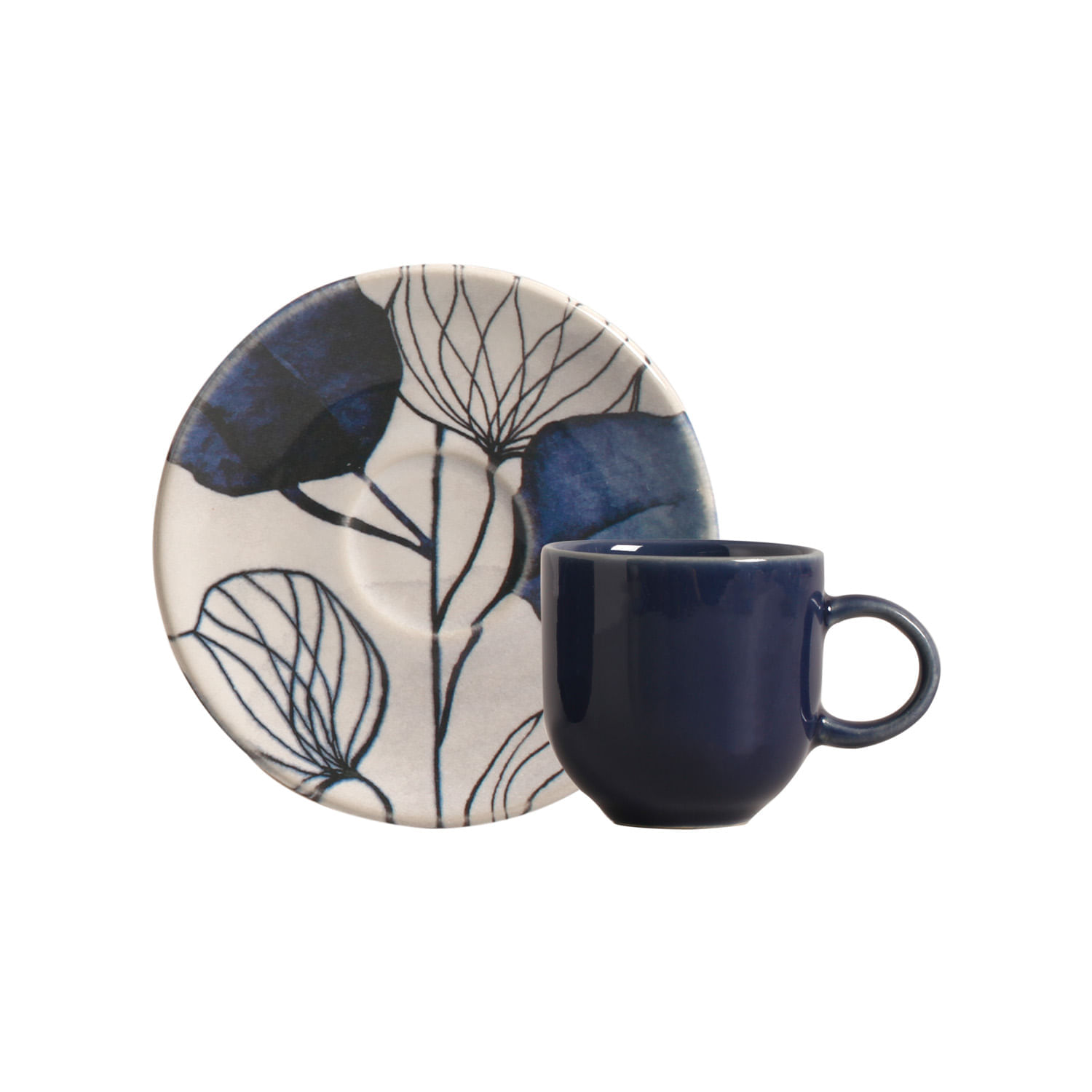 Conjunto com 6 Xícaras de Café com Pires Coup Stoneware New Blue 97ml