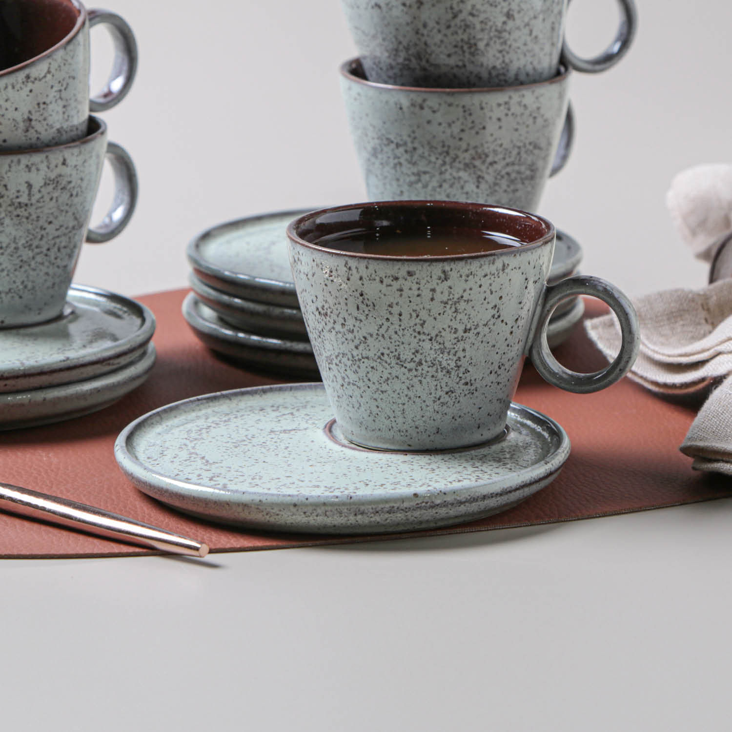 Conjunto com 6 Xícaras de Chá Neo com Pires Neo Pistache 210ml - Imagem 4