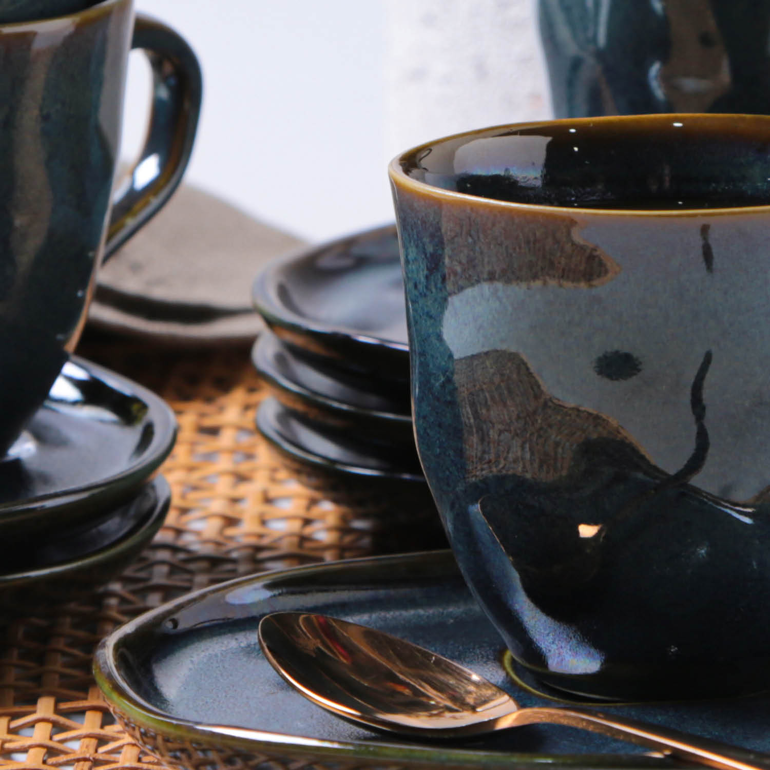 Conjunto com 6 Xícaras De Chá com 6 Pires Descentralizado Oceano 170ml - Imagem 5